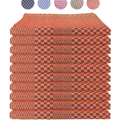 LEFUNDA® 10er Set Geschirrtücher - 100% Baumwolle Küchentücher, 220 GSM, Weiche, Super Saugfähige Geschirrhandtücher, Vollzwirn, 50x70cm (Orange, 10)