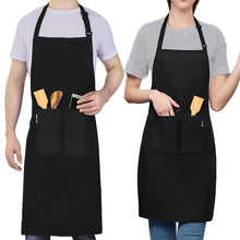 LEFUNDA® 2 Stück Kochschürze Wasserdicht Schürze mit 3 Taschen Verstellbare Grillschürze mit langen Bändern Küchenschürze für Männer Damen Küche Restaurant Café (2 x Schürze - Schwarz - Große)