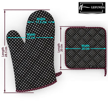 LEFUNDA® Ofenhandschuhe Topflappen 4er Set, Hitzebeständige Topfhandschuhe Baumwolle, Grillhandschuhe, Ofen Handschuhe -Schwarz (2 Ofenhandschuhe + 2 Topflappen), 4er Set