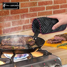 LEFUNDA® 4 in 1 Küchenset mit Kochschürze Ofenhandschuhe Topflappen Geschirrtücher Verstellbare Grillschürze mit 3 Taschen für Küche Kochen Restaurant café