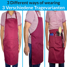 LEFUNDA® Kochschürze Wasserdicht Schürze mit 3 Taschen Verstellbare Grillschürze mit langen Bändern Küchenschürze für Männer Damen Küche BBQ Restaurant Café Backen