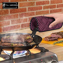 LEFUNDA® Ofenhandschuhe Topflappen 4er Set, Hitzebeständige Topfhandschuhe Baumwolle, Grillhandschuhe, Ofen Handschuhe zum Backen, Kochen, Grillen BBQ Kochhandschuhe Oven Mitts, Backhandschuhe (Rot)