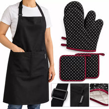 Ofenhandschuhe, Topflappen und Schürze 5er Set