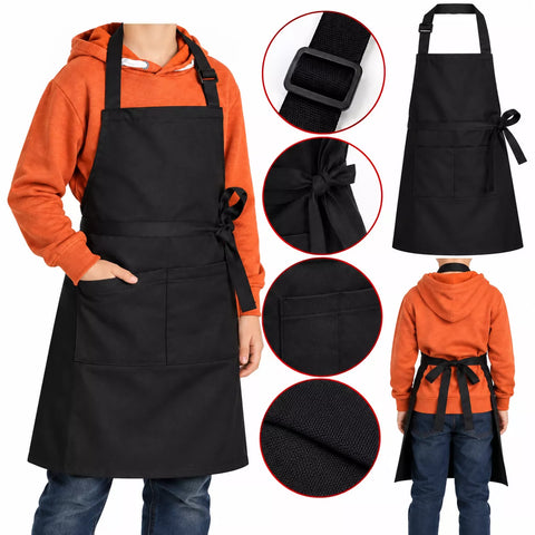 LEFUNDA® Kochschürze Wasserdicht Schürze mit 3 Taschen Verstellbare Grillschürze mit langen Bändern Küchenschürze für Männer Kinder Damen Küche Restaurant Café Backen