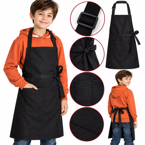 LEFUNDA® Kochschürze Wasserdicht Schürze mit 3 Taschen Verstellbare Grillschürze mit langen Bändern Küchenschürze für Männer Kinder Damen Küche Restaurant Café Backen