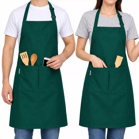 LEFUNDA® Kochschürze Wasserdicht Schürze mit 3 Taschen Verstellbare Grillschürze mit langen Bändern Küchenschürze für Männer Damen Küche BBQ Restaurant Café Backen